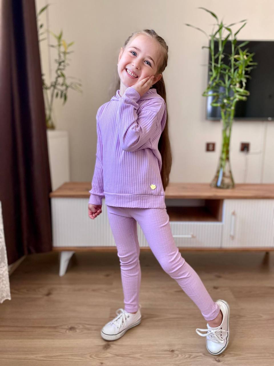 Rib Gorgeous Girl Hoodie Set-0
