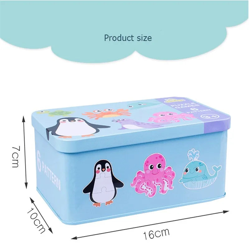 Wooden Cartoon 3D Animals Puzzle-1
