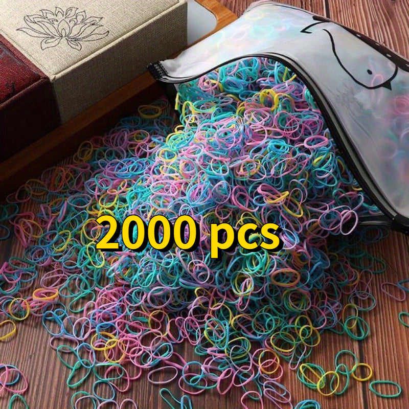 1000/2000pcs 1000/2000 Pcs Colorful Nylon Hair Ties & Headbands Set with Storage Bag for Girls