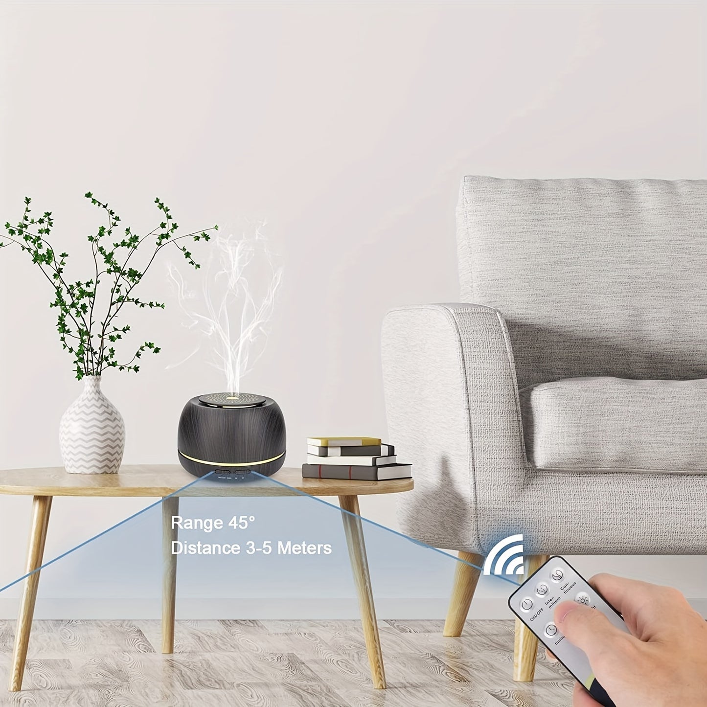 1pc 300ml AromaMaster Essential Oil Diffuser - 7-Color LED, Remote Control, USB Powered, Waterless Auto-Off, Aromatherapy Scent Air Humidifier for Room, Office - Compact, Portable, Whisper-Quiet Operation