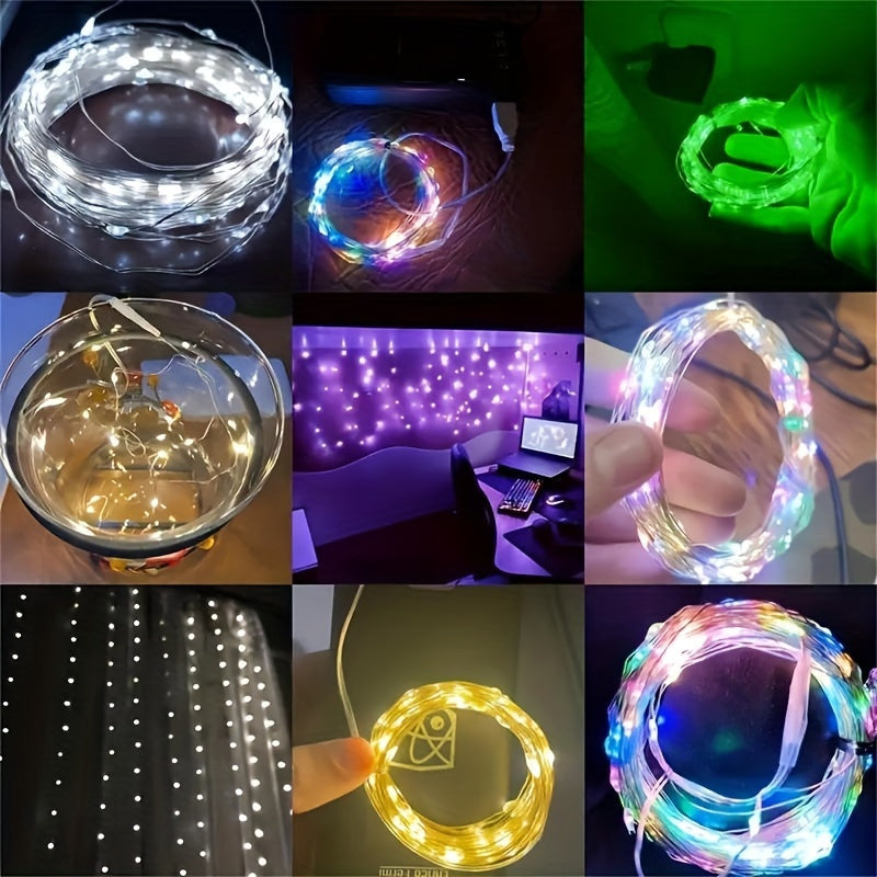 1pc Creative String Lights For Bedroom, Party, Wedding, For Outdoor Camping Hiking, Christmas Halloween Decoration, Lights 1m10/2m20/3m30/5m50/10m100LED, Gifts For Mom, Mother's Day, Ramadan Valentine's Day Decoration