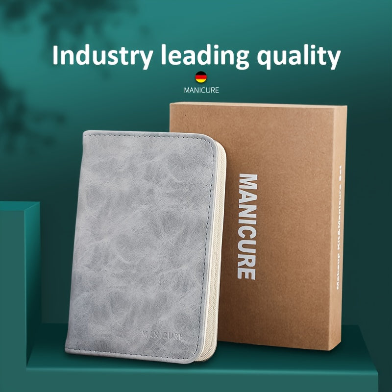 High-Quality Manicure Set With Morandi Grey Top-Grade PU Leather Packaging Nail Clipper Kits Perfect Gift Friends Family