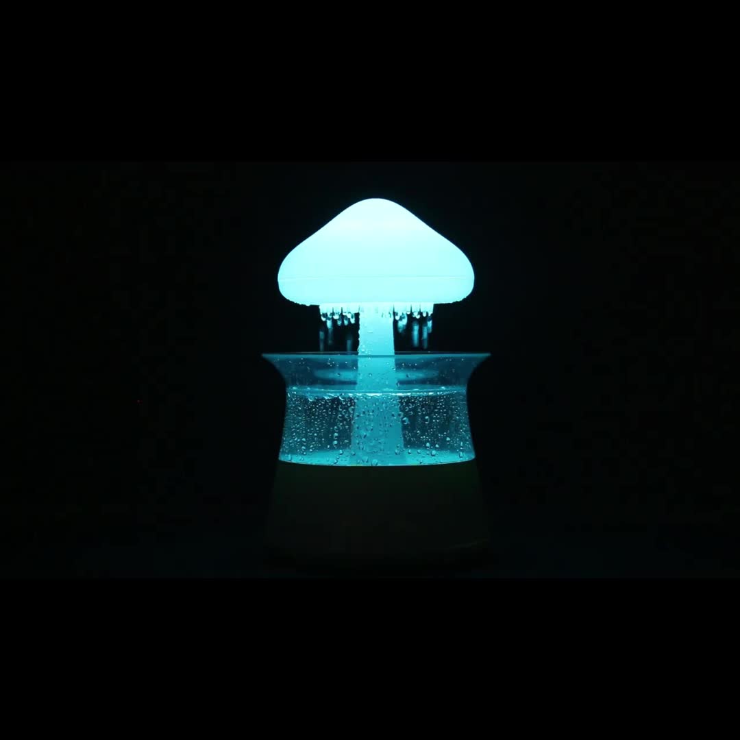 USB-Powered Zen Master Mushroom Lamp with Rain Cloud Aromatherapy Oil Diffuser, Night Light & Ultra-Quiet Humidifier - Perfect for Home or Office, White, Zen Home Decor