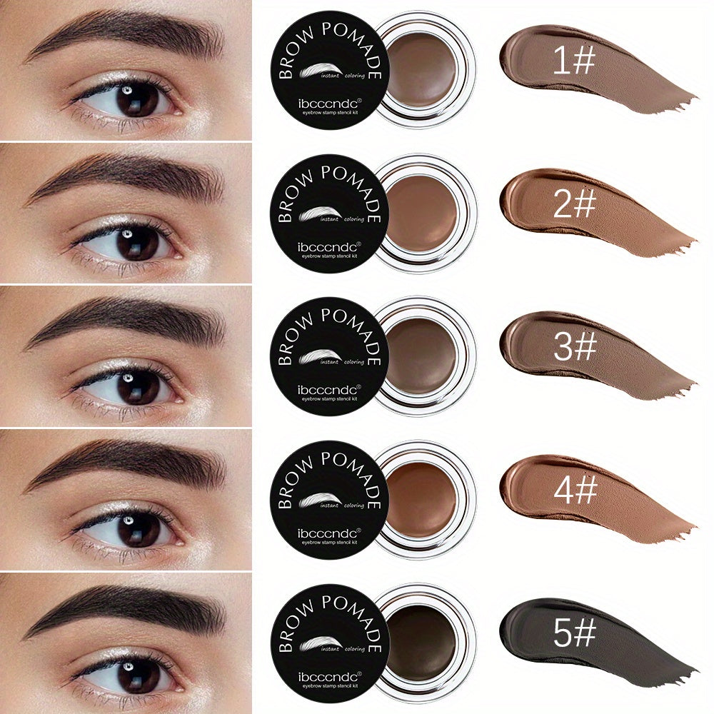 Waterproof and Sweatproof Eyebrow Cream Set with Brush and Sponge Stick - Black and Brown Colors - Lazy Print Eyebrow Stamp Powder - Eyebrow Stencil Included