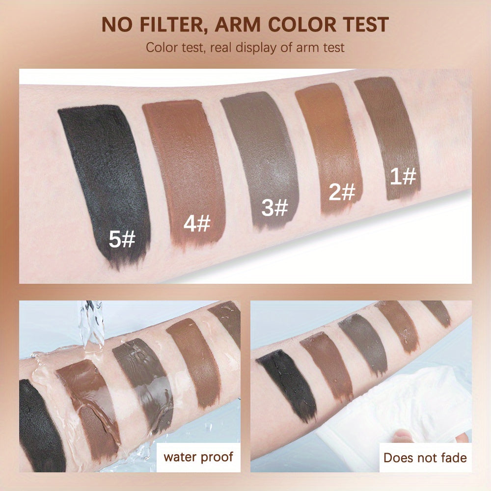 Waterproof and Sweatproof Eyebrow Cream Set with Brush and Sponge Stick - Black and Brown Colors - Lazy Print Eyebrow Stamp Powder - Eyebrow Stencil Included