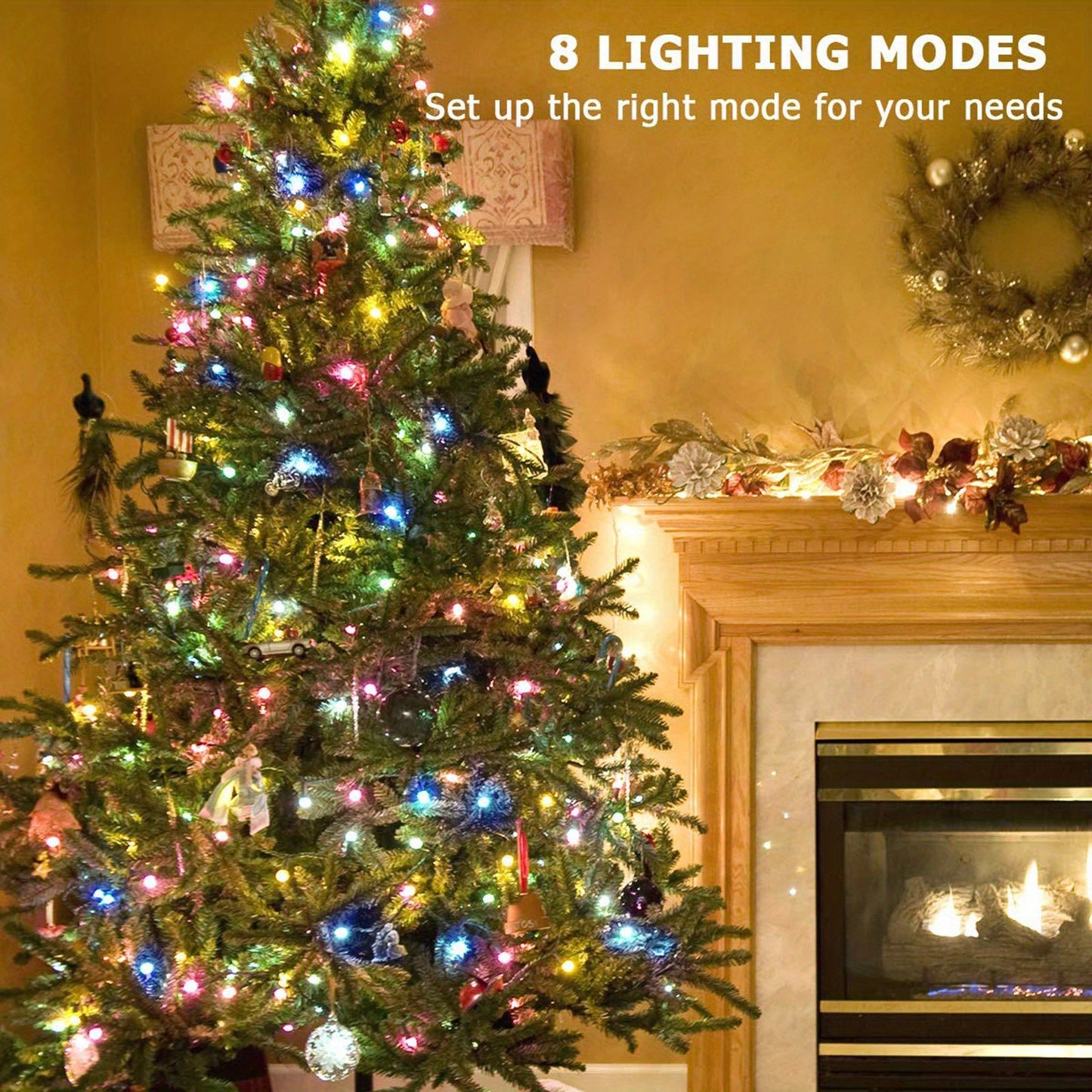 Outdoor Solar String Light, 32.8 Feet 100 LED Solar Fairy Light With 8 Modes, Copper Wire Light, Party Tree, Courtyard Ramadan Valentine's Day Decoration
