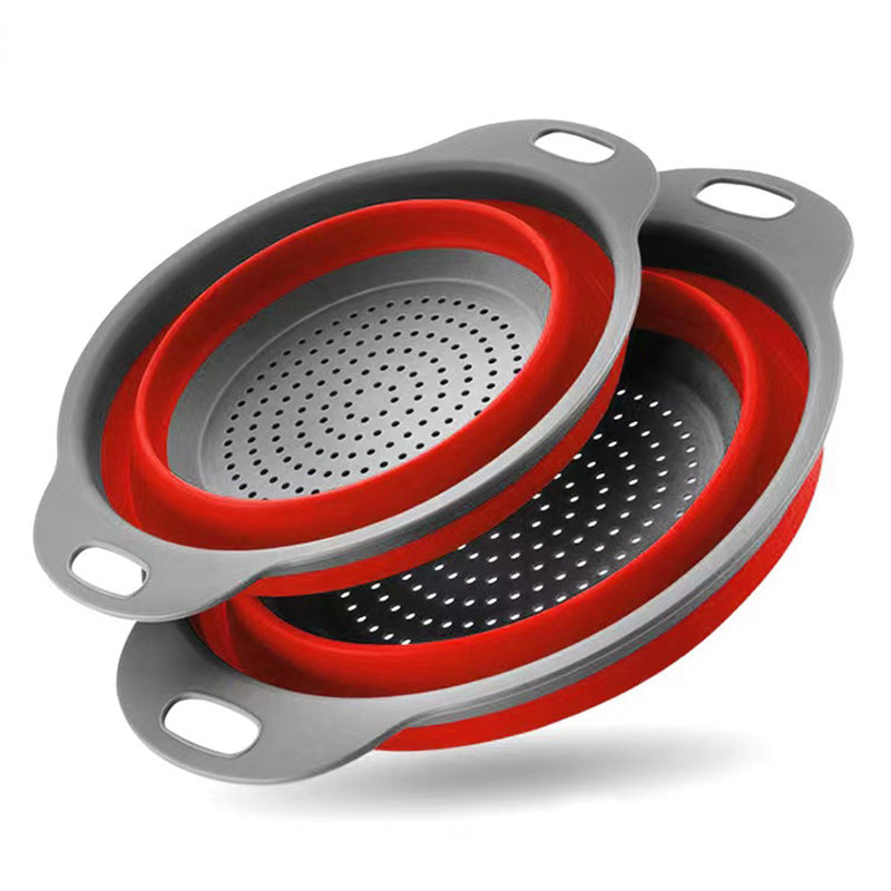 1/2pcs Silicone Collapsible Colander Set - 2 Round Strainers for Draining Pasta, Spaghetti, Salad, Vegetables and Fruits - Large and Small Sizes - Sink Strainers for Kitchen - Useful Kitchen Gadget