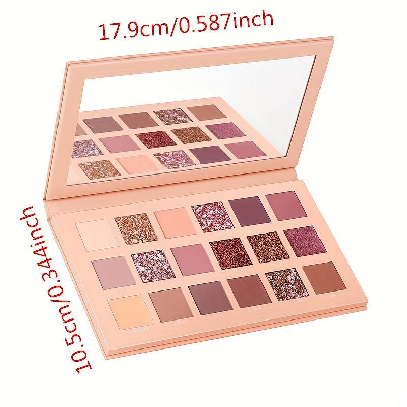 18 Color Desert Rose Eyeshadow Palette, Golden Pearly Glitter Matte Shimmer Satin Finish, Multicolor Eyeshadow Makeup ( With Mirror ) For Music Festival