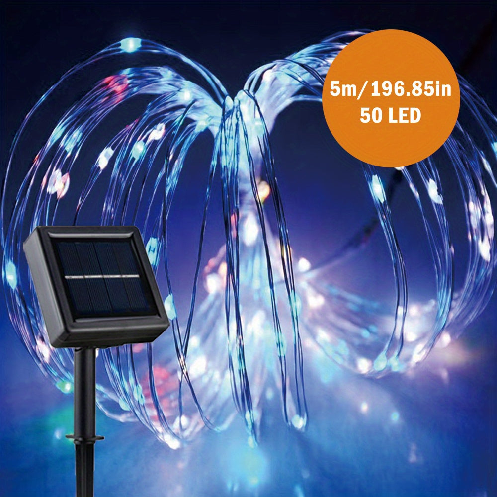 Outdoor Solar String Light, 32.8 Feet 100 LED Solar Fairy Light With 8 Modes, Copper Wire Light, Party Tree, Courtyard Ramadan Valentine's Day Decoration