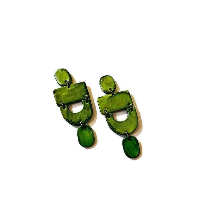 Black & White Marbled Statement Earrings- "Lee"-7