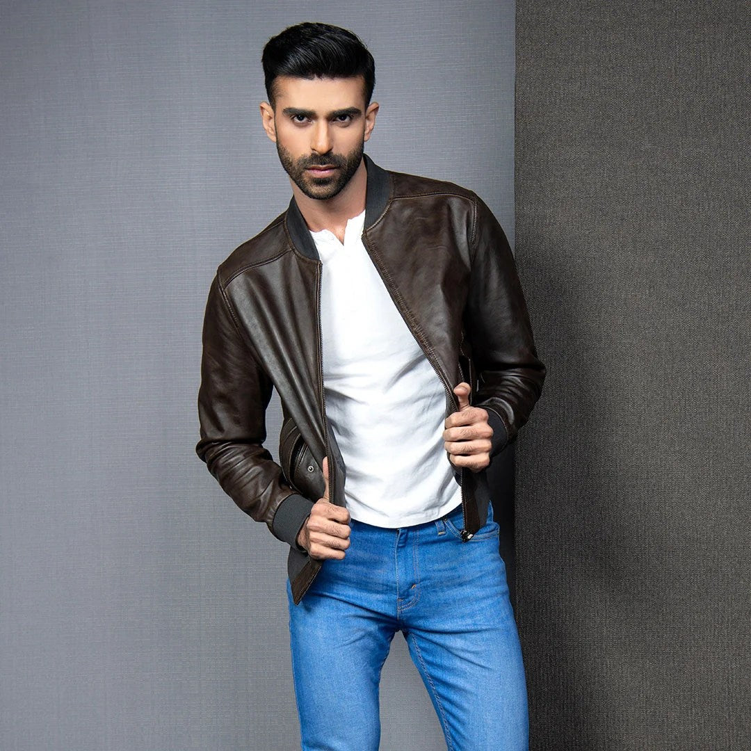 Bomber Leather Jacket - M