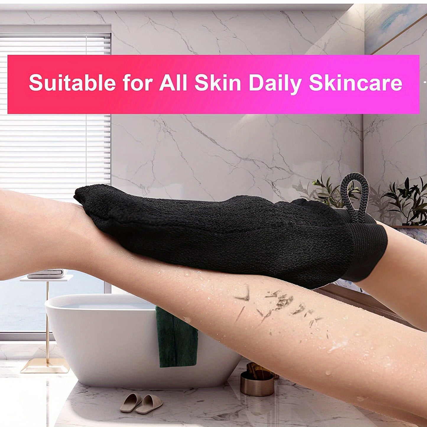 Deep Exfoliating Mitt - 100% Viscose Fiber Body Scrubber for Gentle Skin Exfoliation, Removing Dead Skin Cells and Dirt, Softening Rough Patches, and Revealing Smoother Skin Tone