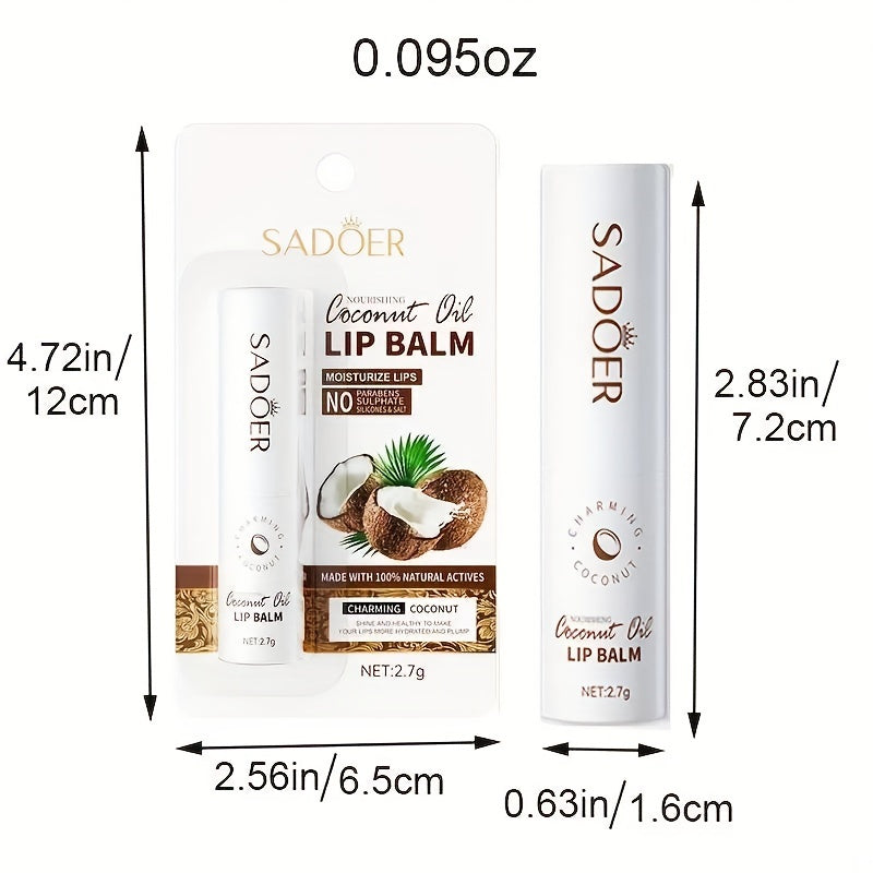 Coconut Lip Balm - Long Lasting Nourishment And Moisture For Men And Women - Daily Care Lip Balm With Plant Squalane
