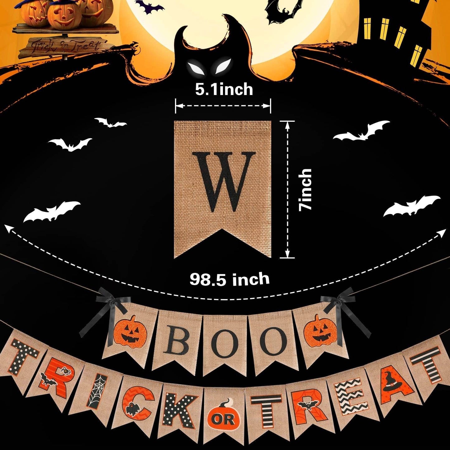 Halloween Burlap Banner Halloween Party Mantel Wall Hanging Supplies For Home Farmhouse Patio