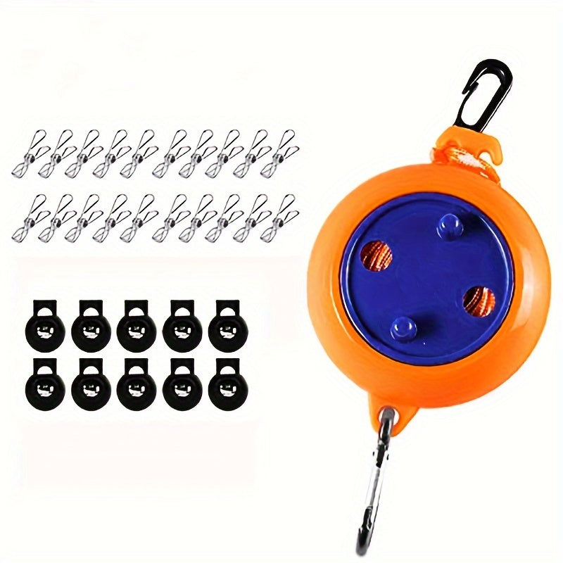 Portable Clothes Drying Line for Camping and Travel - Lightweight and Compact with 12 Clothespins Included