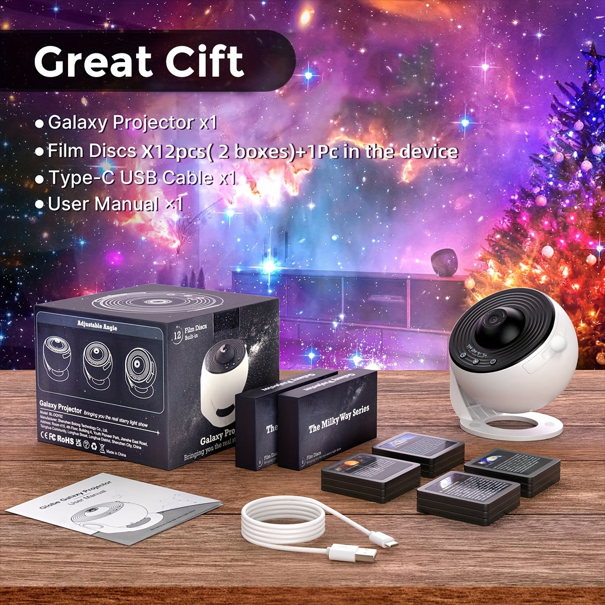 1pc 13 In 1 Star Projector Night Light, Galaxy Projector, Planetarium Projector For Bedroom, Aurora Projector