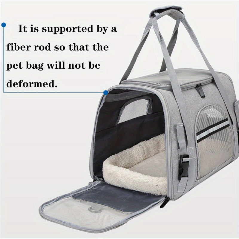 Ultra-Comfy Portable Pet Carrier Bag - Premium Plush Mat for Puppies & Kittens - Safe, Stylish & Hassle-Free Travel Solution for Outdoor Adventures