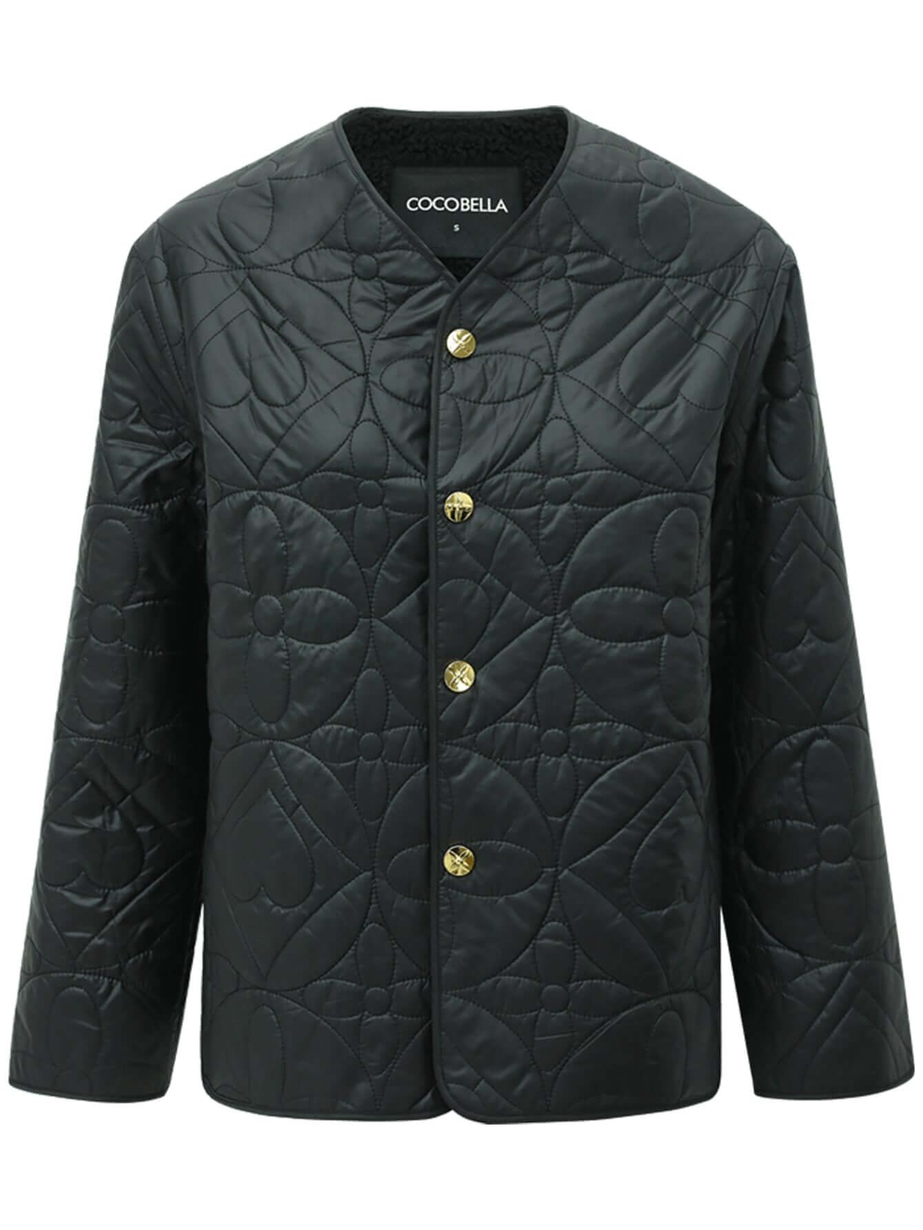 Chic Floral Quilted Black Lightweight Jacket-3