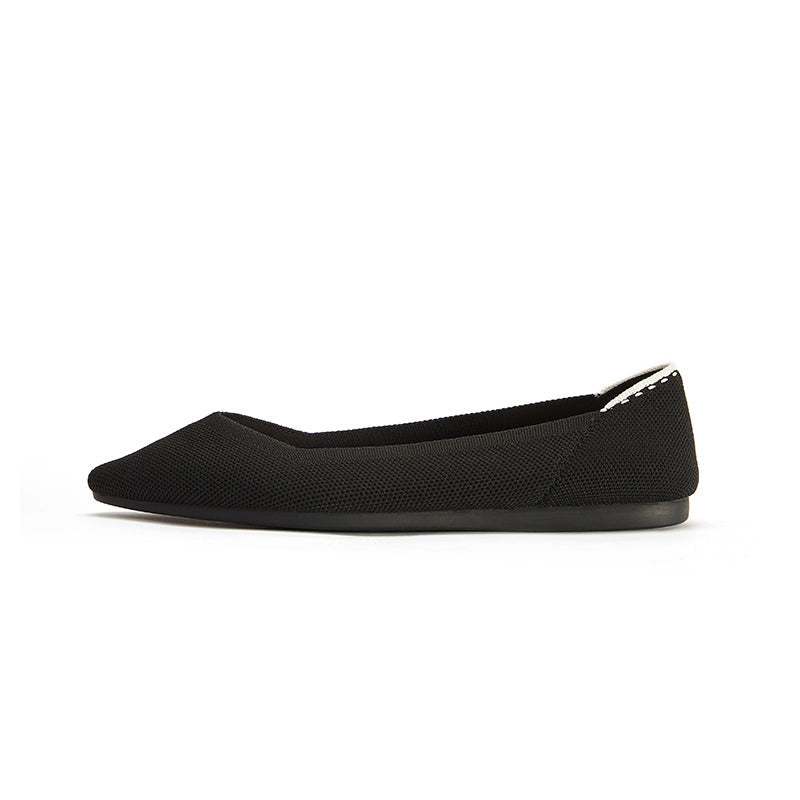 Comfortable Woven Pointed Toe Work Flats-0