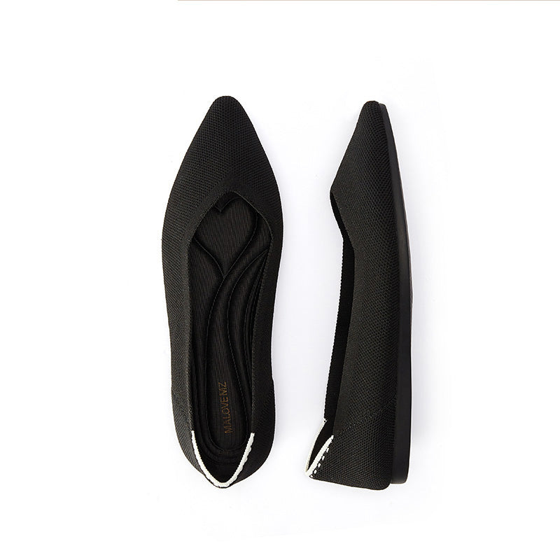 Comfortable Woven Pointed Toe Work Flats-1