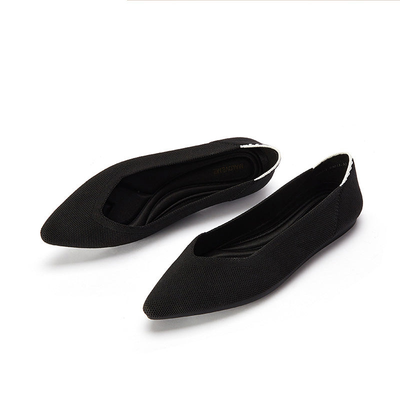 Comfortable Woven Pointed Toe Work Flats-2