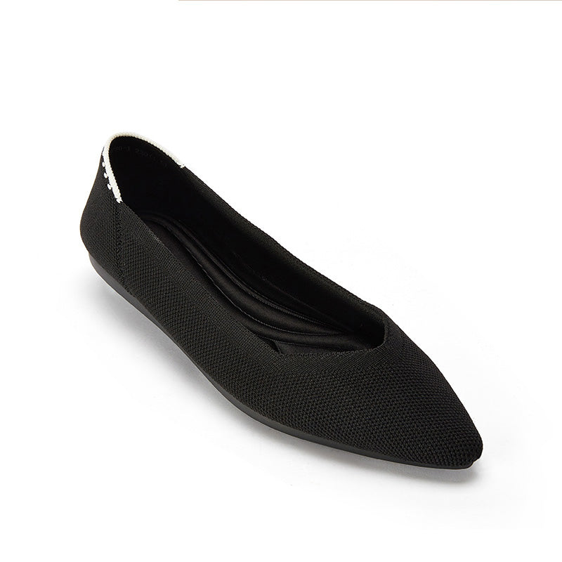 Comfortable Woven Pointed Toe Work Flats-3
