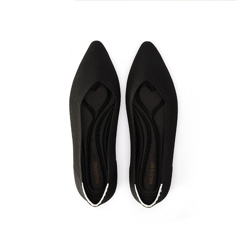 Comfortable Woven Pointed Toe Work Flats-4