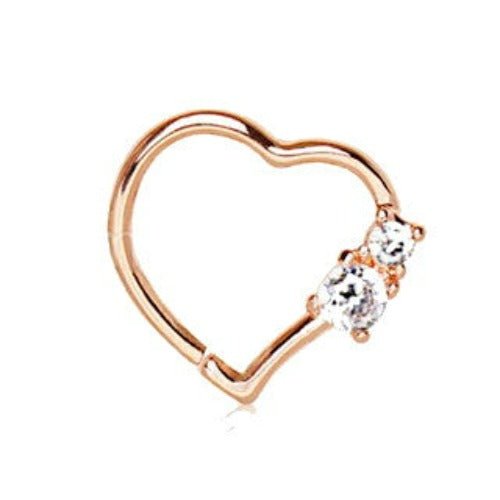 Annealed Rose Gold Jeweled Heart Cartilage Earring-1