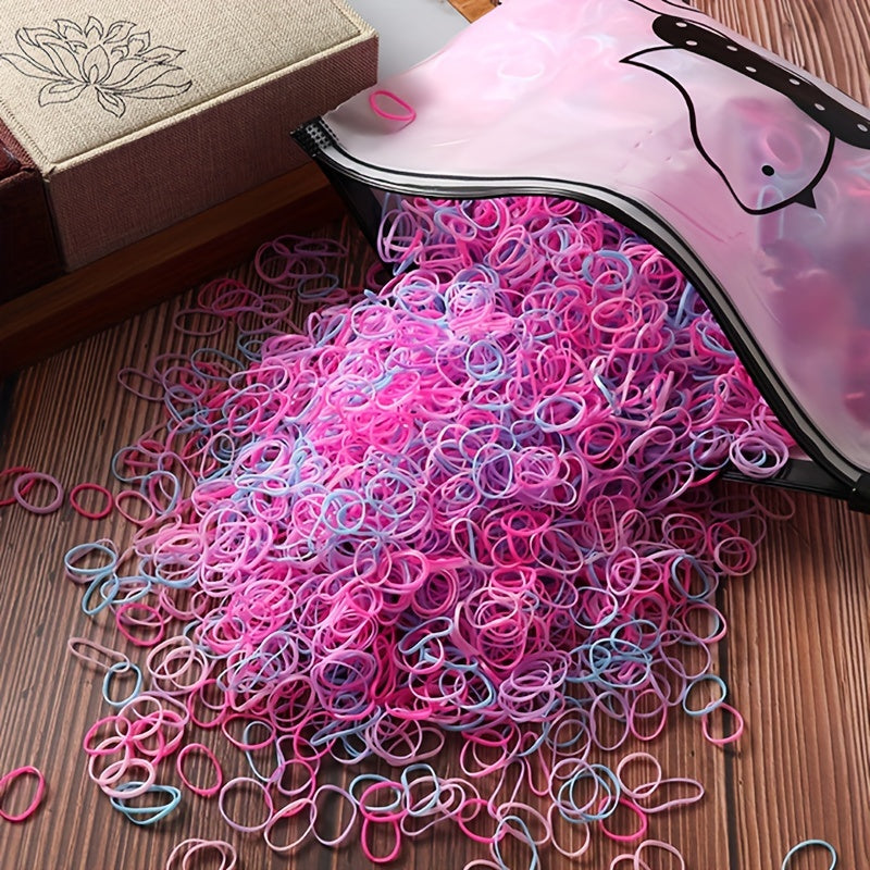 1000/2000pcs 1000/2000 Pcs Colorful Nylon Hair Ties & Headbands Set with Storage Bag for Girls