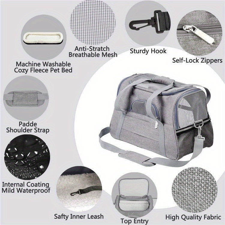 Ultra-Comfy Portable Pet Carrier Bag - Premium Plush Mat for Puppies & Kittens - Safe, Stylish & Hassle-Free Travel Solution for Outdoor Adventures