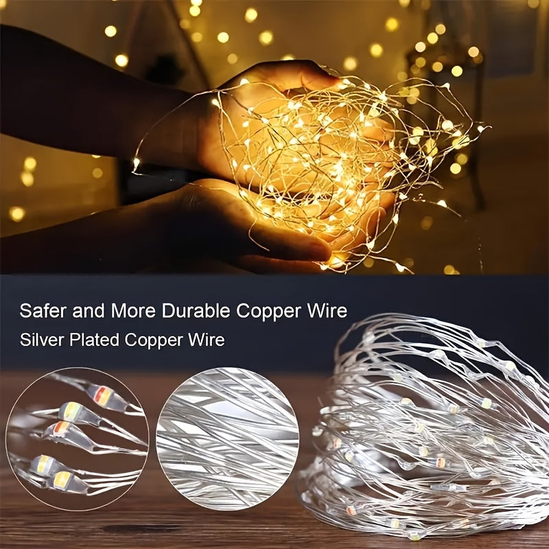 1pc Creative String Lights For Bedroom, Party, Wedding, For Outdoor Camping Hiking, Christmas Halloween Decoration, Lights 1m10/2m20/3m30/5m50/10m100LED, Gifts For Mom, Mother's Day, Ramadan Valentine's Day Decoration