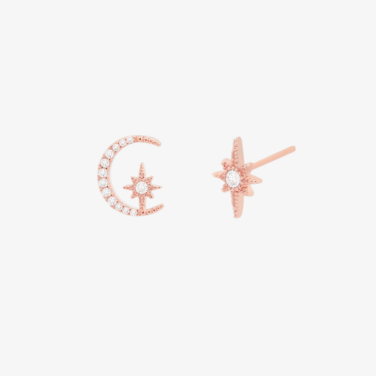 Moon and star stud earrings-5