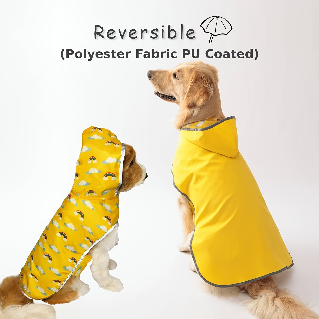 PETS TALE Reversible Waterproof Dog Raincoat - 1pc Polyester Pet Jacket with Duck Print - Machine Washable, Adjustable Straps for Small to Extra Large Breeds
