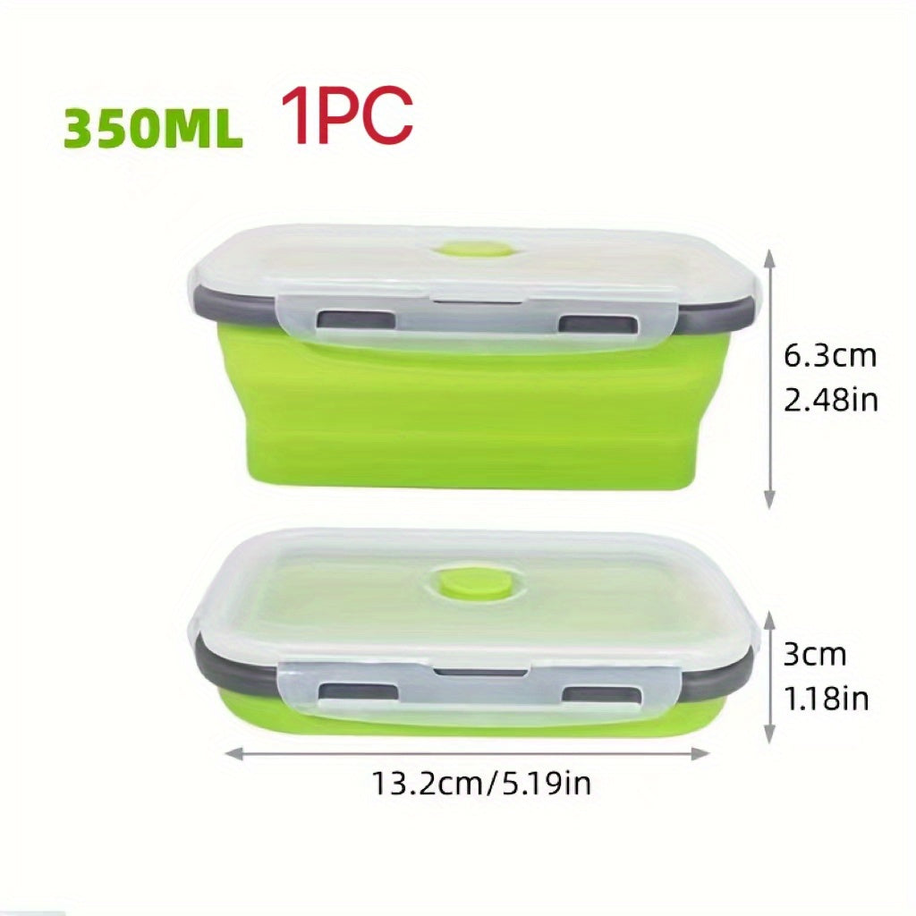 1/4pcs Collapsible Silicone Food Storage Container Stackable, Space Saving, Microwaveable, Freezer, Dishwasher Safe, BPA Free, Foldable Leftover Or Meal Prep Lunch Box Containers, Kitchen Accessories