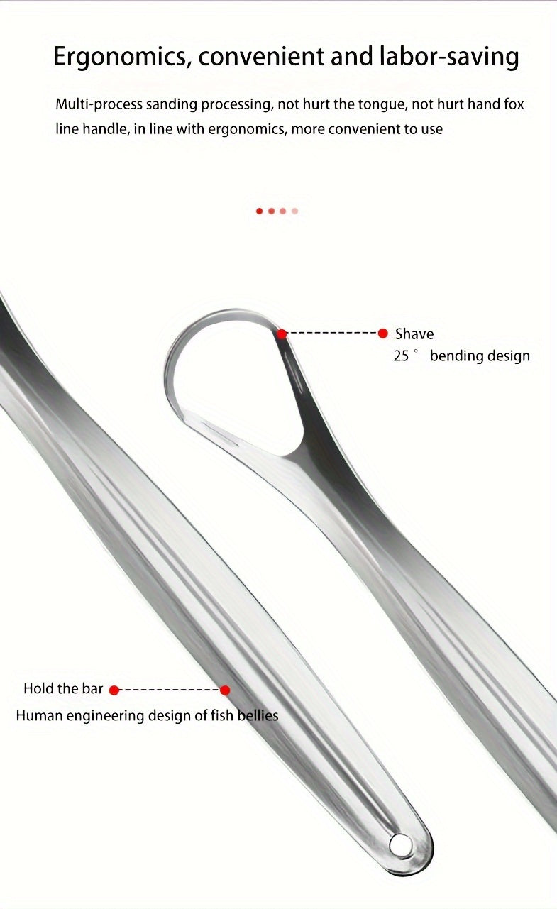 Tongue Scraper, Halitosis Reduction, Stainless Steel Tongue Cleaner, Metal Scraper, Tongue Scraper Cleaner For Fresh Breath