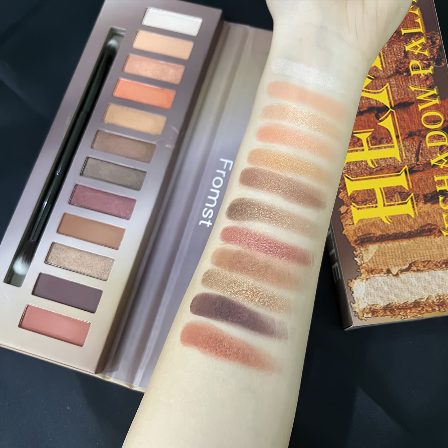 12 colors Warm and Bright Eyeshadow Palette with Shimmer Glitter and Matte Finish - Long Lasting Cosmetics with Mirror and Matching Brush For Music Festival