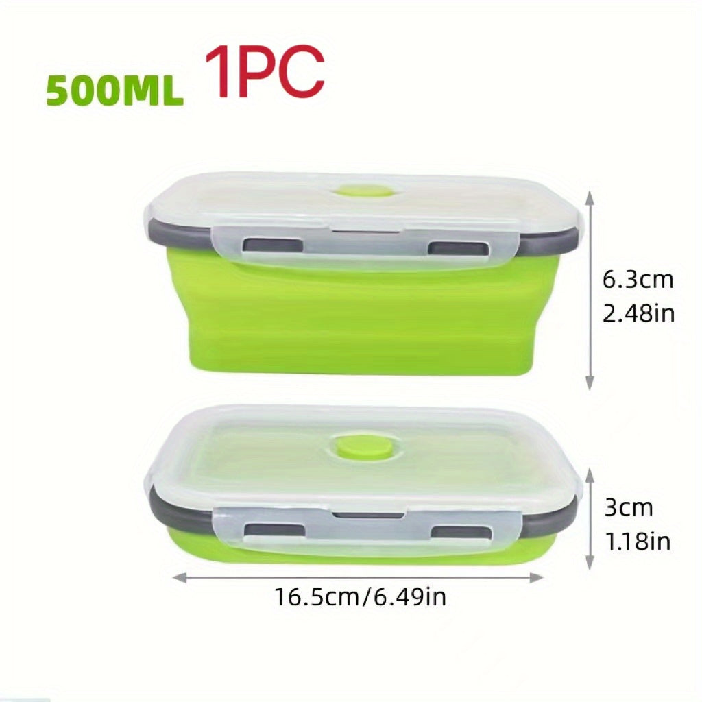 1/4pcs Collapsible Silicone Food Storage Container Stackable, Space Saving, Microwaveable, Freezer, Dishwasher Safe, BPA Free, Foldable Leftover Or Meal Prep Lunch Box Containers, Kitchen Accessories