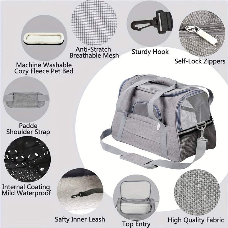 Ultra-Comfy Portable Pet Carrier Bag - Premium Plush Mat for Puppies & Kittens - Safe, Stylish & Hassle-Free Travel Solution for Outdoor Adventures