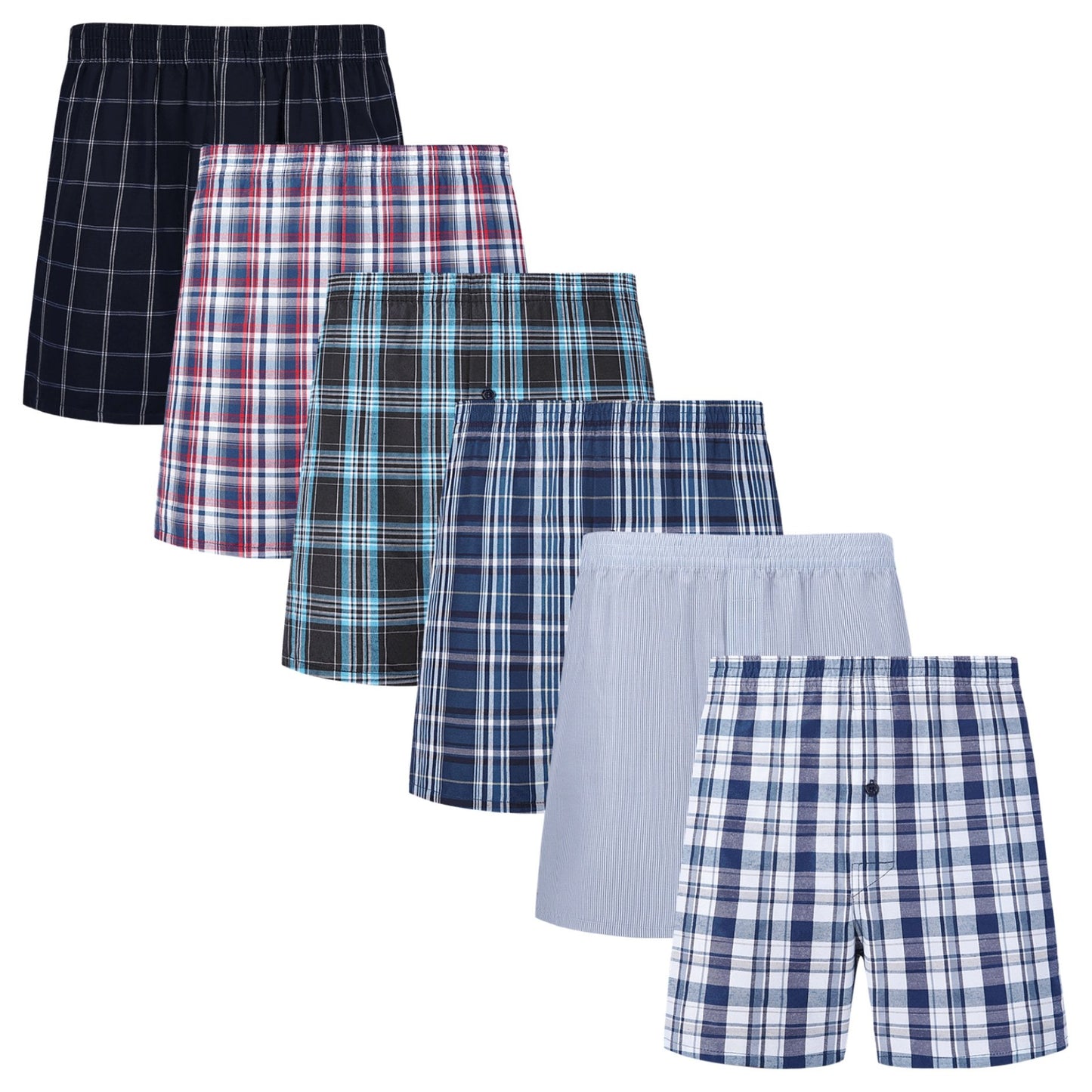 6/10 pcs JupiterSecret Men's Woven Boxer Shorts - 6 Pack, Elastic Waistband, Random Color