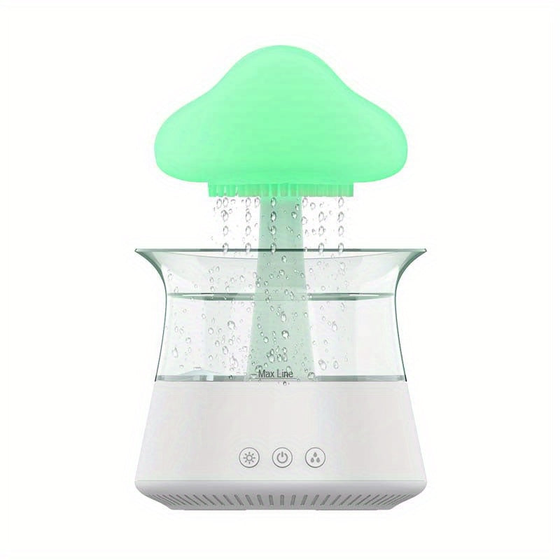 USB-Powered Zen Master Mushroom Lamp with Rain Cloud Aromatherapy Oil Diffuser, Night Light & Ultra-Quiet Humidifier - Perfect for Home or Office, White, Zen Home Decor