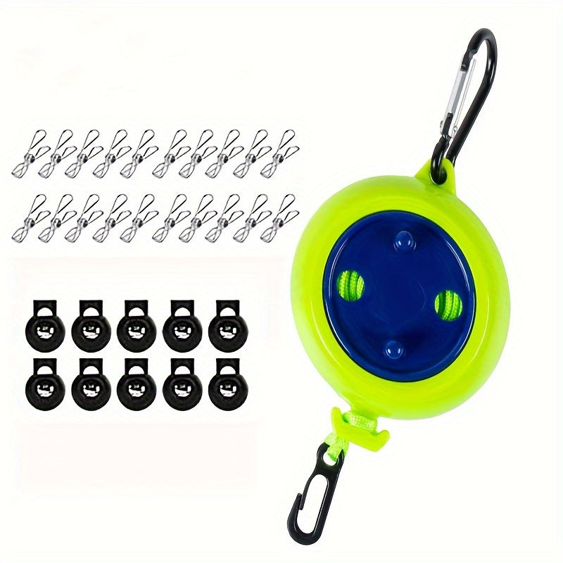 Portable Clothes Drying Line for Camping and Travel - Lightweight and Compact with 12 Clothespins Included