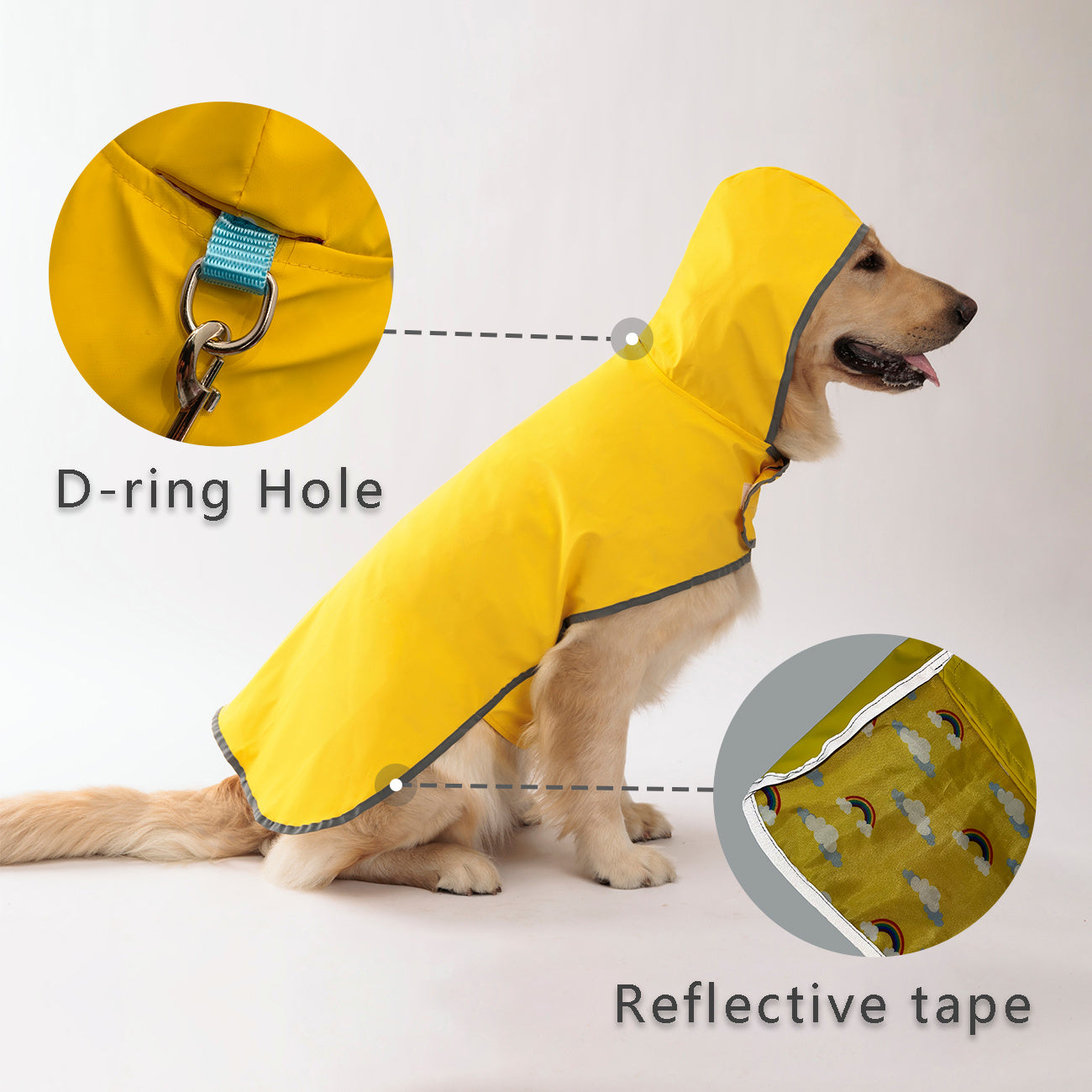 PETS TALE Reversible Waterproof Dog Raincoat - 1pc Polyester Pet Jacket with Duck Print - Machine Washable, Adjustable Straps for Small to Extra Large Breeds