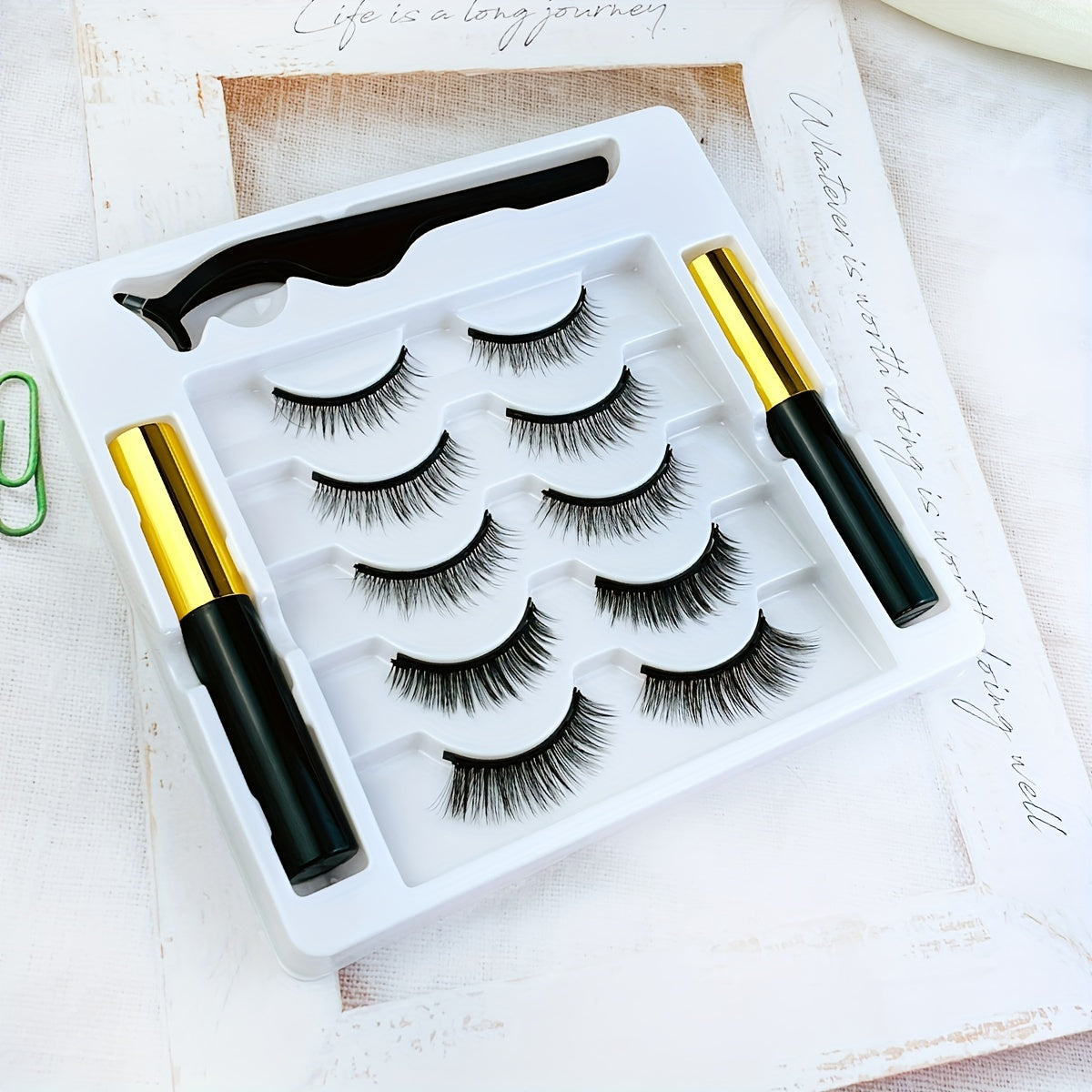 Magnetic Eyelashes With Eyeliner Kit, 5 Pairs Natural Looking Magnetic Lashes, Easy To Wear False Eyelash Set, No Glue Needed And Waterproof