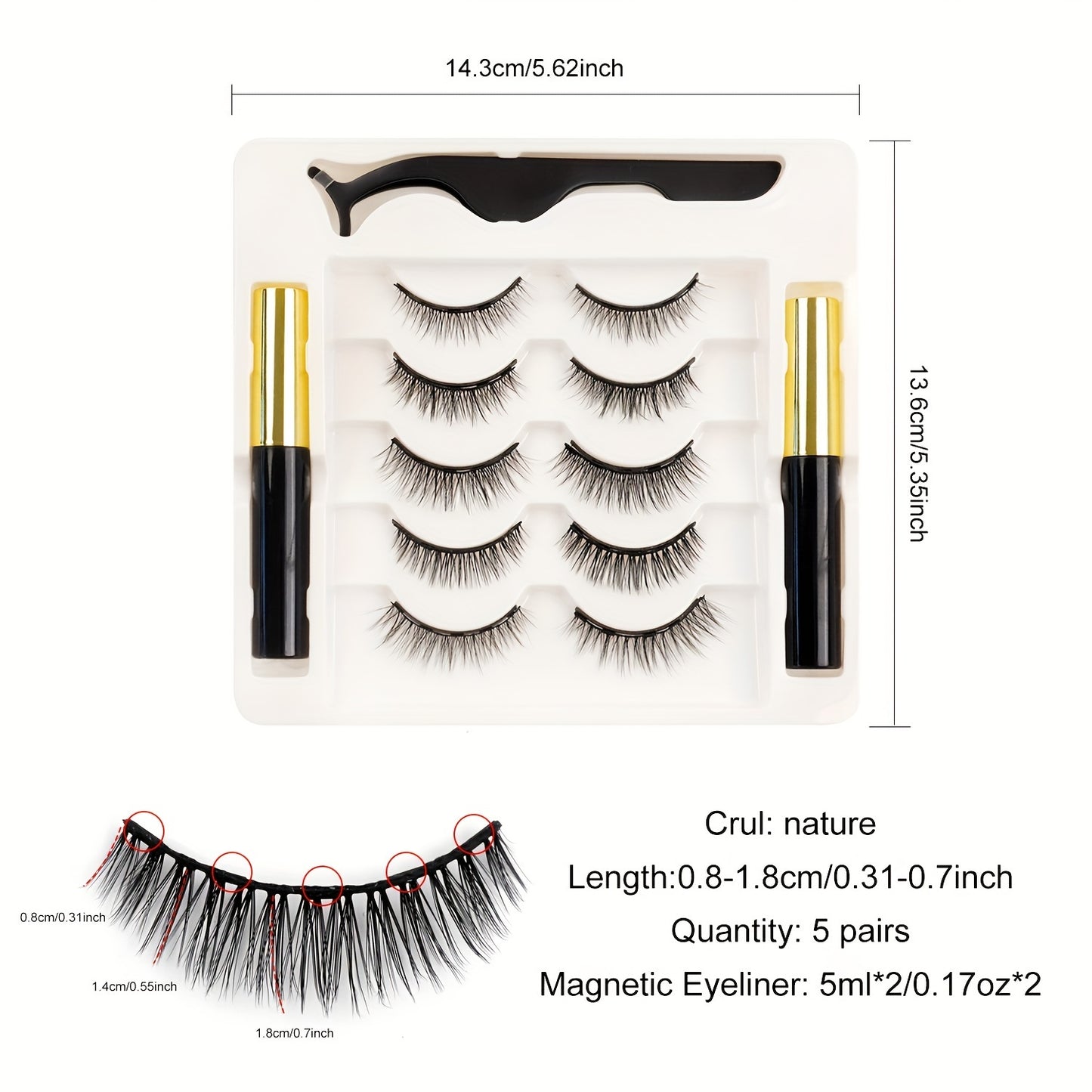 Magnetic Eyelashes With Eyeliner Kit, 5 Pairs Natural Looking Magnetic Lashes, Easy To Wear False Eyelash Set, No Glue Needed And Waterproof