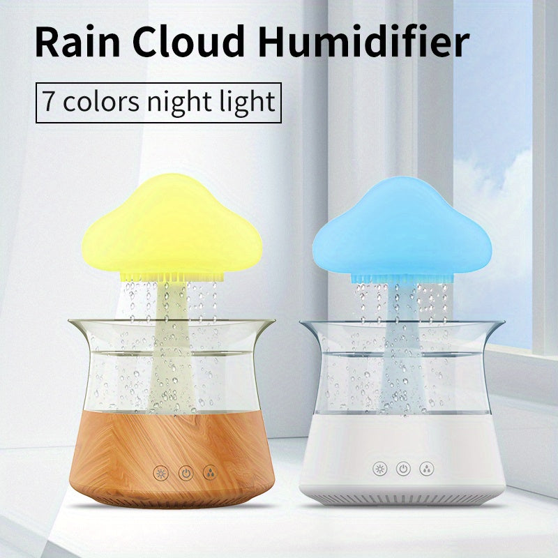 USB-Powered Zen Master Mushroom Lamp with Rain Cloud Aromatherapy Oil Diffuser, Night Light & Ultra-Quiet Humidifier - Perfect for Home or Office, White, Zen Home Decor