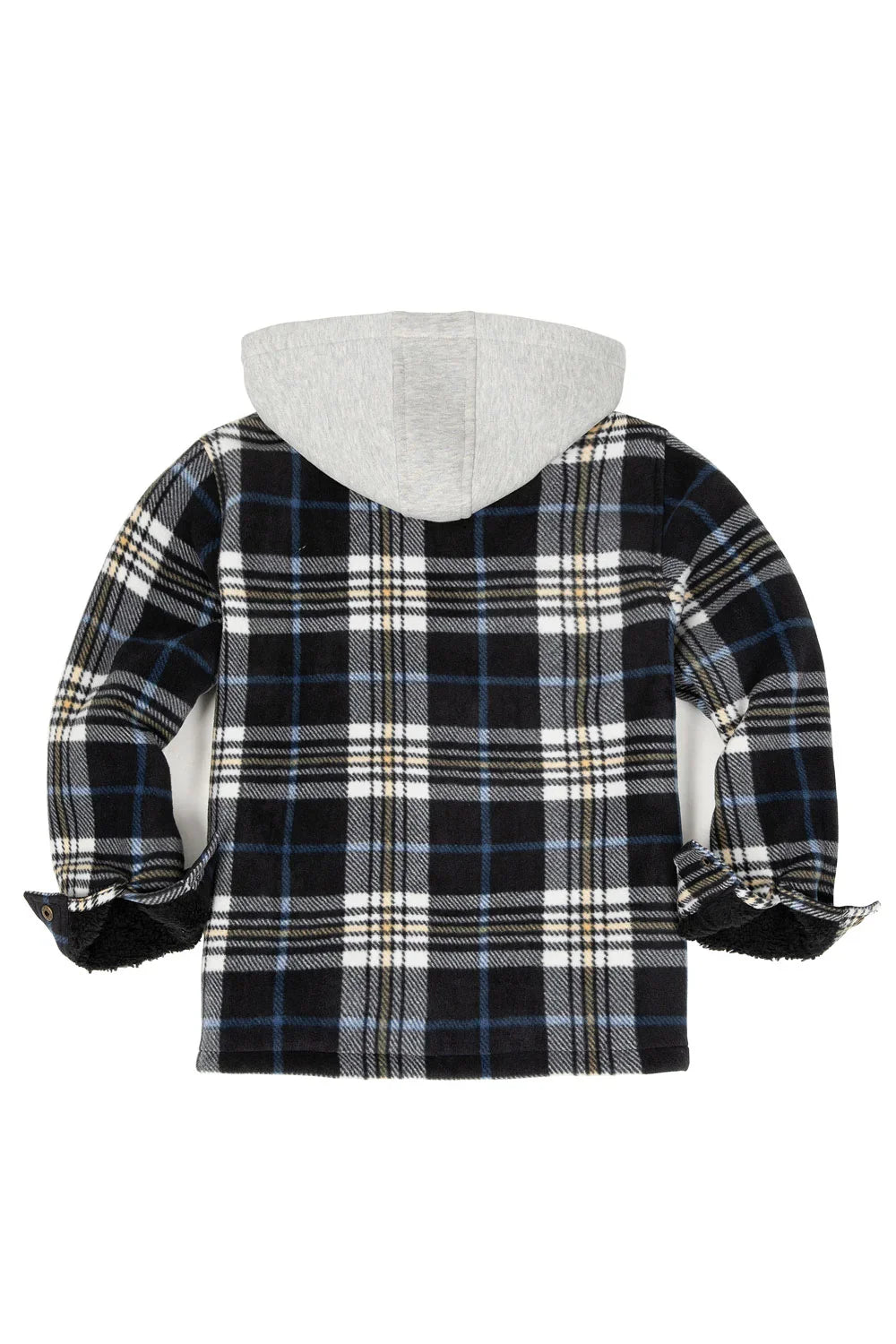 Kids Sherpa Lined Warm Fleece Plaid Jacket with Hood-1