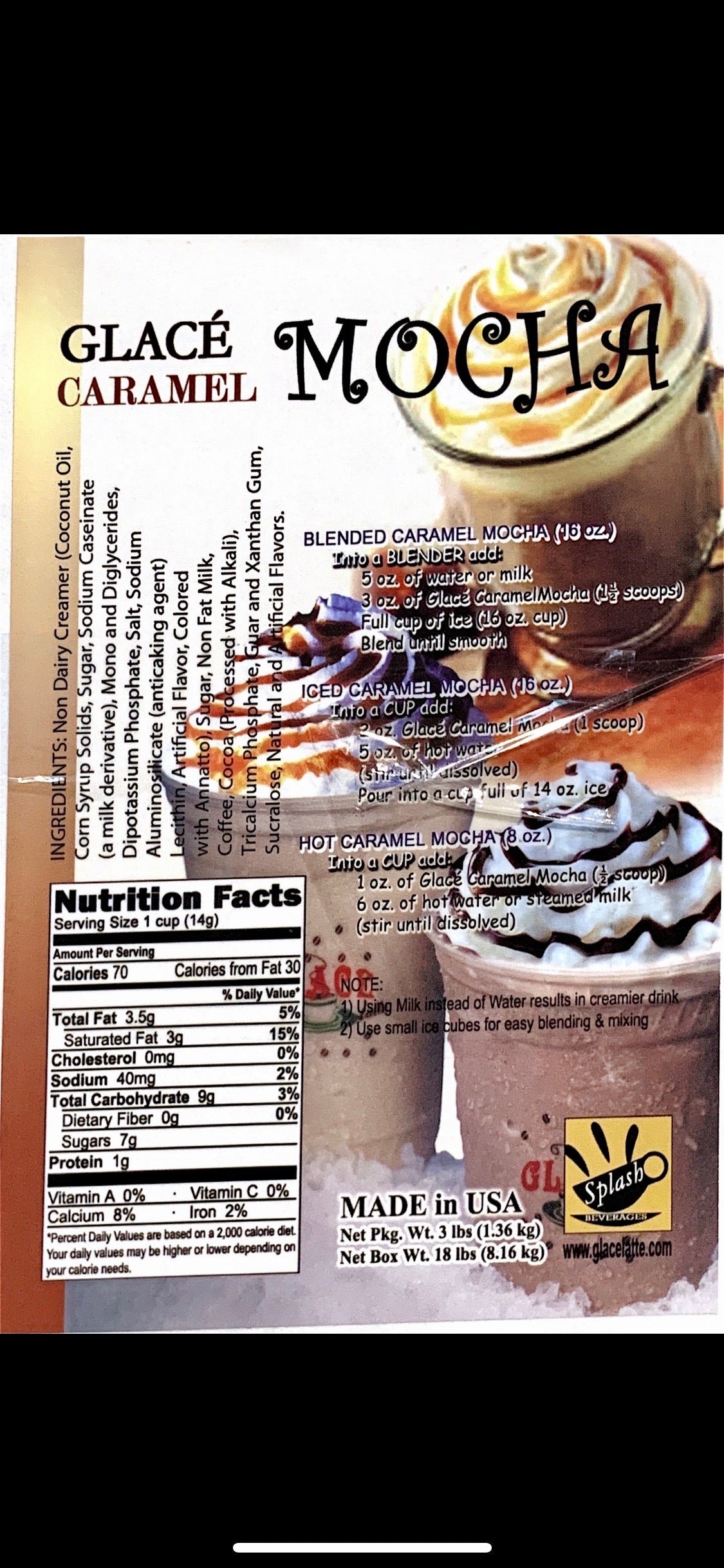 Caramel Mocha 4 in 1 Bubble Tea / Latte and Frappe Mix - Made in the USA-1