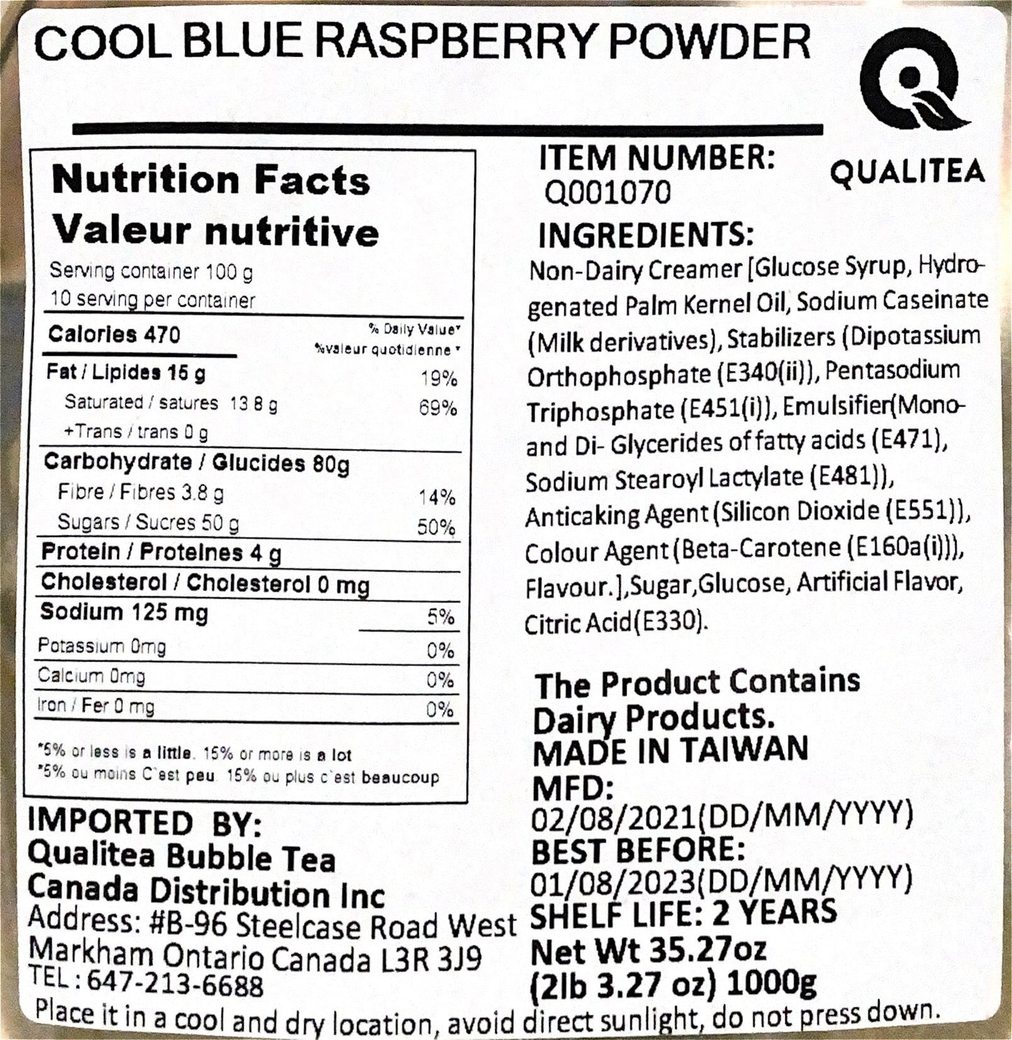 Cool Blue Raspberry Bubble Tea, Smoothie, Frappe Mix (1kg Bag)-2