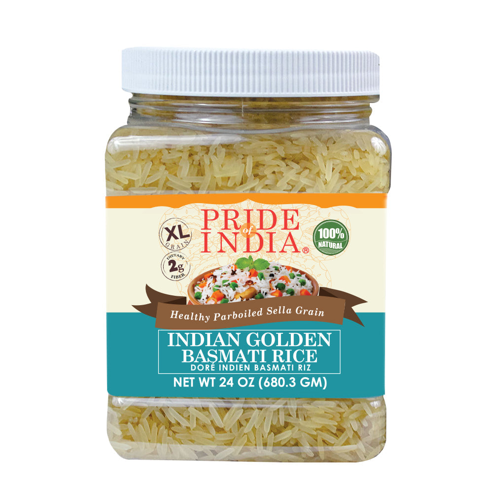Extra Long Indian Golden Basmati Rice - Healthy Parboiled Sella Grain Jar-0