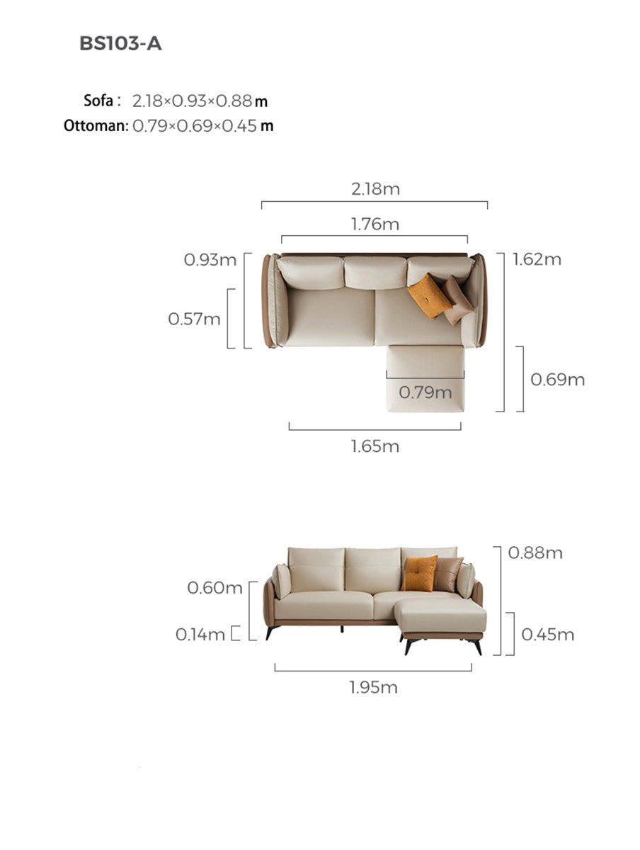Italian 3-seater Minimalist Style Sofa with Ottoman-1